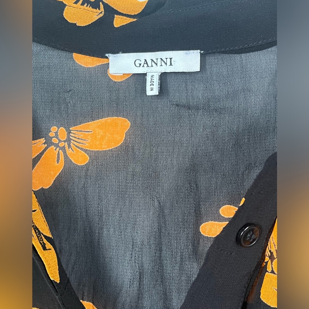 Ganni Black and Orange Floral Maxi Dress - Picture 5 of 8